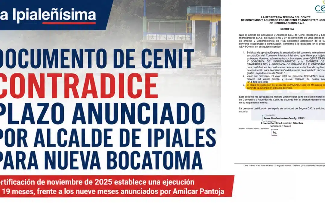 La construcción de la bocatoma de La Verbena tardaría el doble del tiempo estipulado