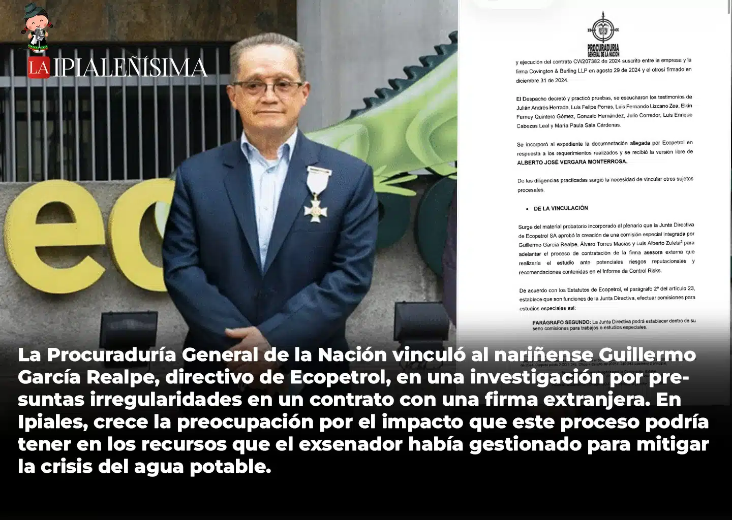 La Procuraduría vinculó a Guillermo García Realpe en la investigación por un contrato con Covington & Burling